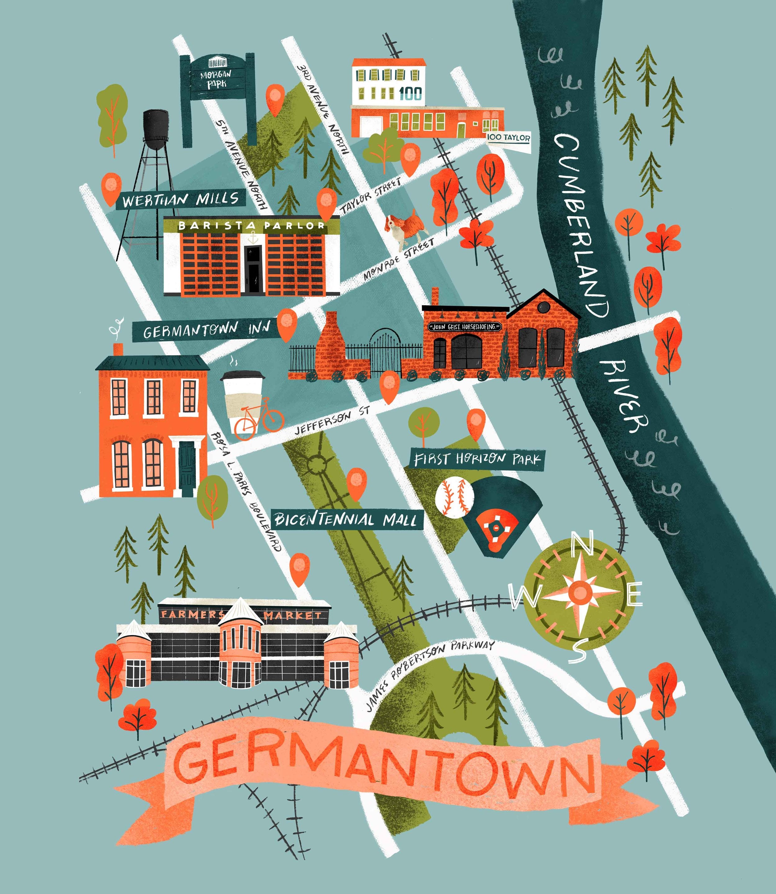 Germantown Map Print – Meredith Ann Illustration